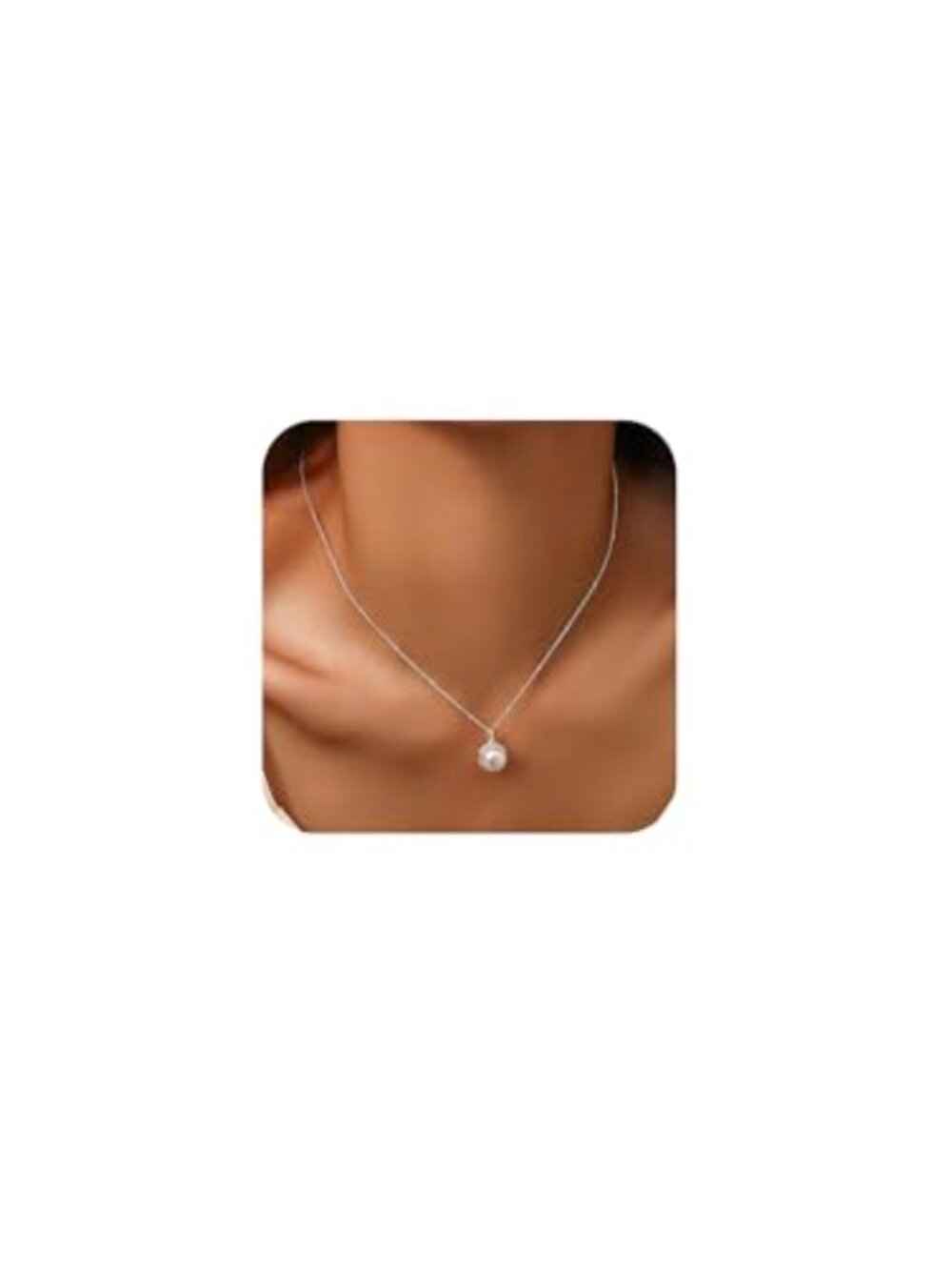 925 Sterling Silver Plated Pearl Cubic Zirconia Choker Necklace Adjustable